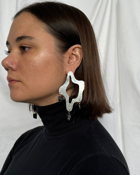 Chandelier Contour Earrings in Silver and Black Tourmaline