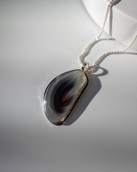 Corolla Necklace in Botswana Agate and Sterling Silver