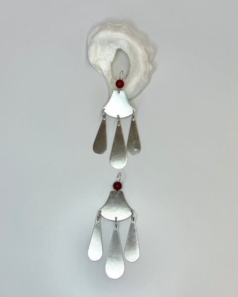 Silver and Carnelian Chandelier Earrings