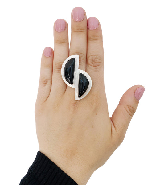 Double Onyx Statement Ring