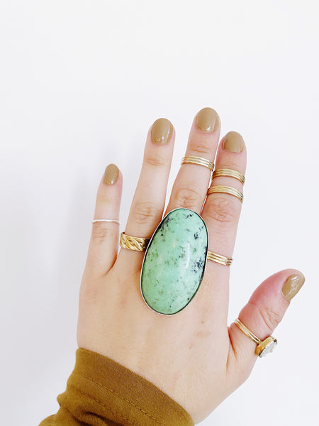 Green Jasper Statement Ring