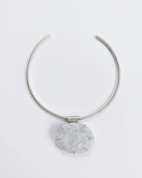 Druzy Statement Collar in Silver