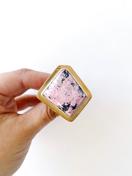 Abstract Rhodonite Statement Ring