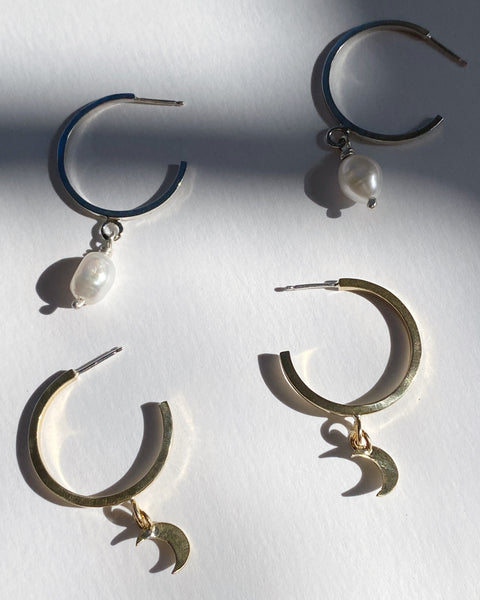 Moon Hoops in Brass