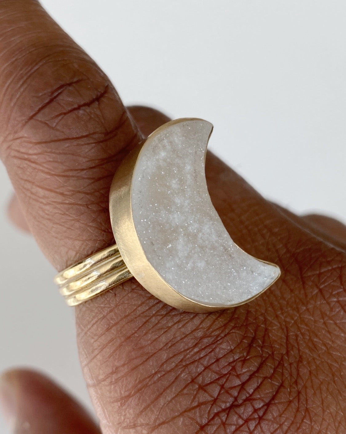 Druzy Moon Ring