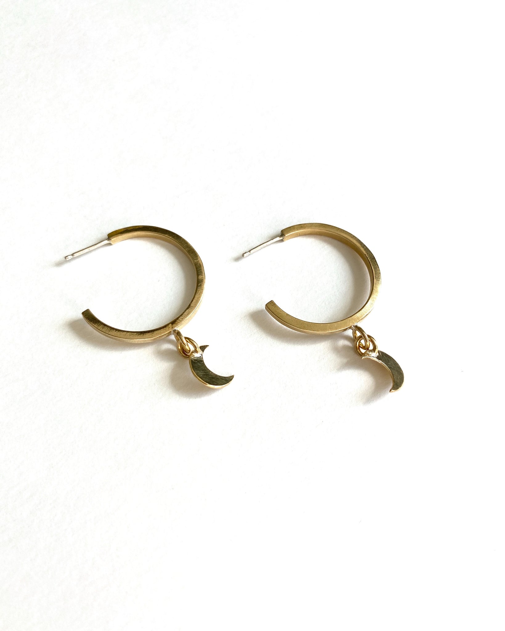 Moon Hoops in Brass